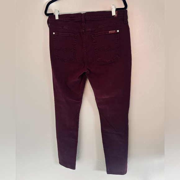 7 FOR ALL MANKIND Jeans Gwenevere High-Waist Ankle Skinny Pants Maroon SZ 32 - Picture 7 of 16